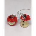 Apple And Apple Core Earrings Silver Plated