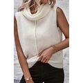 White Central Seam Cowl Neck Sweater Vest