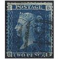 1858 SG47 2d Blue Plate 15 Check Letters "BE" G...