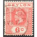 Ceylon: 1912-25 6c pale scarlet SG305 used