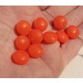 10 Opaque Orange Glass Beads Oranges 13mm Doubl...