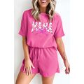 Rose Red Waffle Sequin Floral MAMA Bow Graphic ...