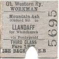 G.W.R. Edmondson Ticket - Mountain Ash Oxford S...