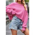 Ribbed Trim Drop Shoulder Baggy Sweater