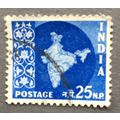 India. 1957 Map of India. SG 409. 25np Blue