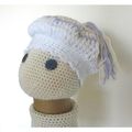 Hat crochet lilac & yellow on white child 5-7 i...