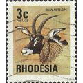 RHODESIA, MAMMALS, Roan Antelope, brown 1974, 3...