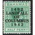 Bahamas 1942 450th Anniv Landing Columbus ½d Bl...