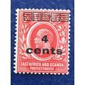 East Africa & Uganda KGV 1919 4c on 6c Scarlet ...