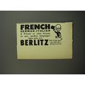 1952 Berlitz School of Languages Ad - French German-Italian