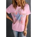 Pink Star Patchwork Loose T-shirt