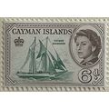 Cayman Islands QEII 1962 6d Bluish Green & Sepi...