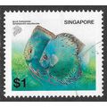 SINGAPORE BLUE TURQUOISE FISH $1 USED