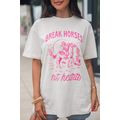 White Western BREAK HORSES Cowboy Graphic Crewn...