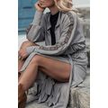 Medium Grey Aztec Accent Side Slit Open Front L...