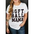 White SOFT BALL MAMA Graphic Crewneck Plus Size...