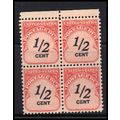 J88 1/2c Postage Due Fine MNH Blk/4 O7081