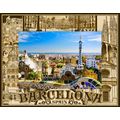 Barcelona Spain Laser Engraved Wood Picture Fra...