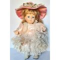 LEONARDO PORCELAIN DOLL - PINK SATIN DRESS - WH...