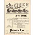 PEDEN COMPANY 1930 oil well supplies quick acti...