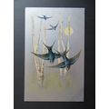 Swallows Birds Vintage Postcard
