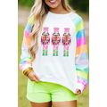 White Sequin Colorblock Sleeve Nutcracker Graph...