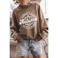 Brown Autumn Pumpkin Print Loose Drop Shoulder ...