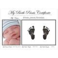 New Baby Birth Prints Certificate Record Hand &...