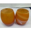 Vtg Pier 1 Swirled Glass Orange&White Candle Ho...