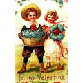 1907 Valentine’s Day Cute Young Boy & Girl Embo...