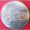 Hilton. $1 Casino Token. Atlantic City, NJ. J66.