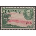 Ceylon 1945 SG393b 30c Carmine & Green Mounted ...