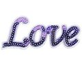 Love Bright Purple Sequin Iron On Patch Badge B...