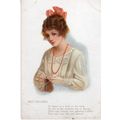 Rhyme Postcard Kind Regards Young Woman Knitting