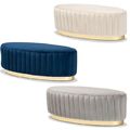 Oval Ottoman Beige Gray Blue Padded Velvet Gold...