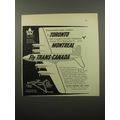 1950 TCA Trans-Canada Air Lines Ad - Pressurized-cabin comfort to Toronto