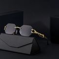 Small Octagon Rimless Sunglasses Woman Men Leopard