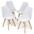 Set of 4 Modern Mid-Century Style White PU Leat...
