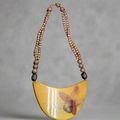 Vintage 1985 Asin Flower Wooden Bib Necklace