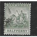 BARBADOS 1892-1903 WMK CROWN CA ½d USED SG106
