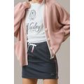 Pink Stripe Contrast Trim V Neck Buttoned Front...