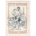France 1958 - 25f brown/blue - wrestling - used