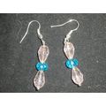 Unique two pink peardrop & baby blue crystal gl...
