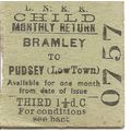 L.N.E.R. Edmondson Ticket - Bramley to Pudsey L...