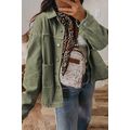 Smoke Green Patched Pocket Collared Button Fron...