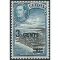 Ceylon 1941 SG398 3c on 6c Black & Blue Mounted...