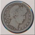 1914-P Barber 90% Silver Quarter, Circulated & ...