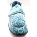 Ladies Slipper Teal Blue Velour Close Fitting A...
