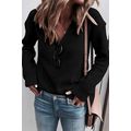 Black Ribbed Knit V Neck Sweater