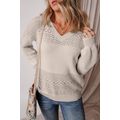 Brown Eyelet Pattern Detail V Neck Drop Shoulde...
